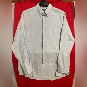 Stafford Men's Regular Fit Performance Super Shirt in light blue size 17 (36-37)